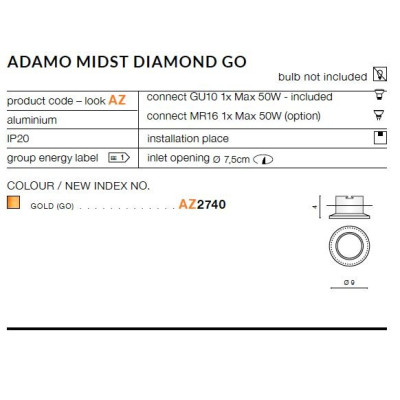 Oprawa do wbudowania ADAMO MIDST AZ2740 - Azzardo