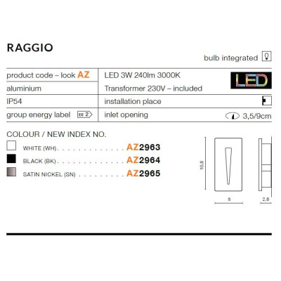 Oprawa do wbudowania schodowa RAGGIO AZ2965 - Azzardo