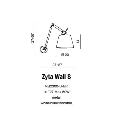 Kinkiet ZYTA WALL S BLACK AZ1844 + AZ2597 - AZzardo