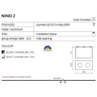 Oprawa sufitowa NINO FH31432S BLACK/CHROM - Azzardo