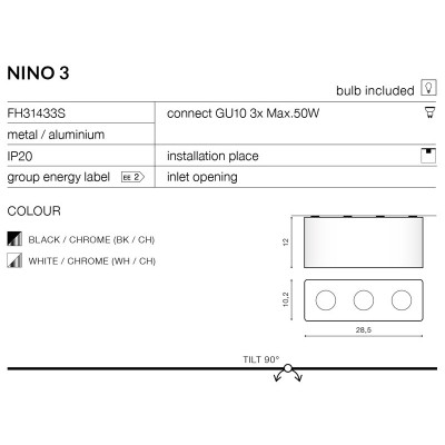 Oprawa sufitowa NINO FH31433S-WH/ALU - Azzardo