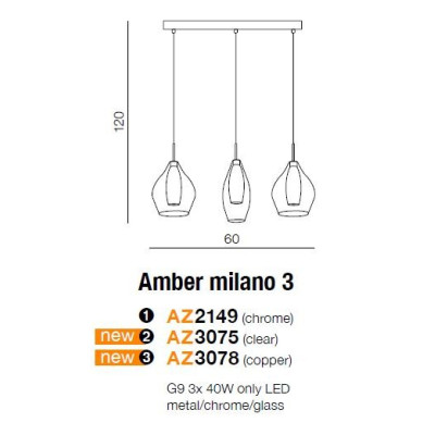 Lampa wisząca Amber Milano 3 AZ3075- AZzardo