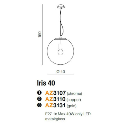 Lampa wisząca Iris 40 AZ3107- AZzardo