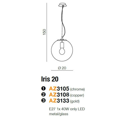 Lampa wisząca Iris 20 AZ3108- AZzardo