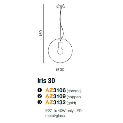 Lampa wisząca Iris 30 AZ3132- AZzardo