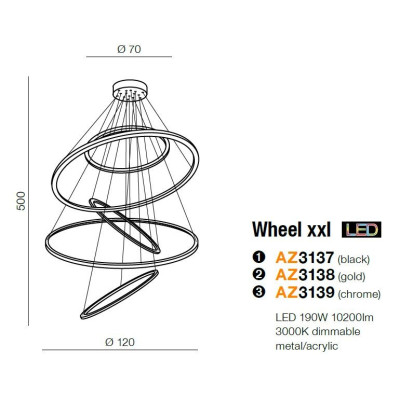Lampa wisząca Wheel XXL DIMM AZ3138 - AZzardo
