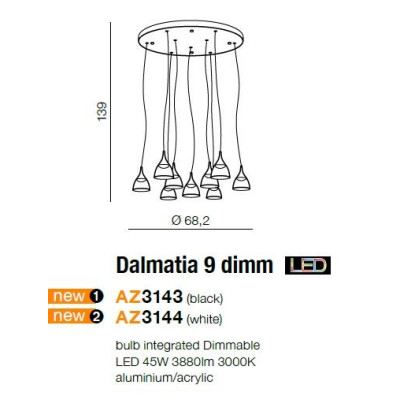 Lampa wisząca Dalmatia 9 DIMM AZ3144- AZzardo