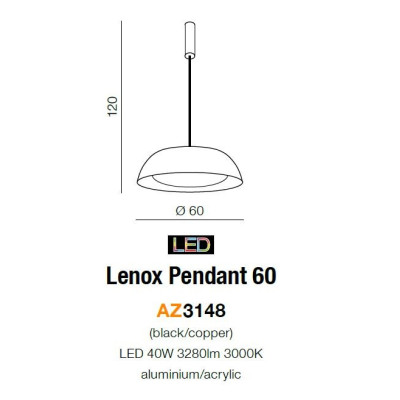 Lampa wisząca Lenox Pendant 60 DIMM AZ3148 - AZzardo