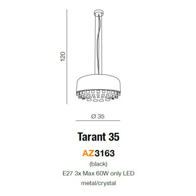 Lampa wisząca nowoczesna Tarant 35 czarna AZ3163 - Azzardo