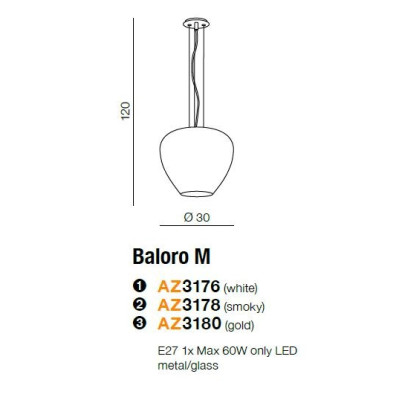 Lampa wisząca nowoczesna Baloro M złota AZ3180- AZzardo
