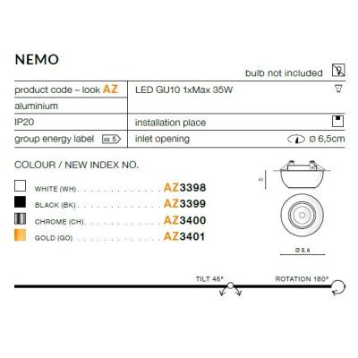 Oprawa do wbudowania Nemo AZ3400 - AZzardo