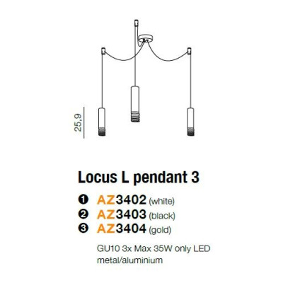 Lampa nad stół wisząca nowoczesna Locus L 3  biała AZ3403 - Azzardo