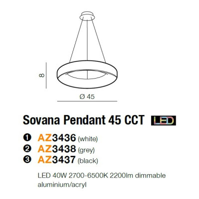 Lampa wisząca Sovana 45 CCT AZ3436- AZzardo