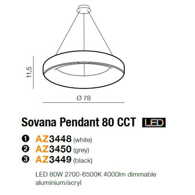 Lampa wisząca Sovana 80 CCT AZ3448- AZzardo
