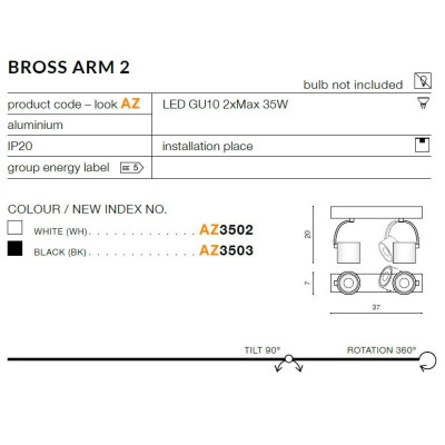 Oprawa sufitowa Bross Arm 2 AZ3503- AZzardo