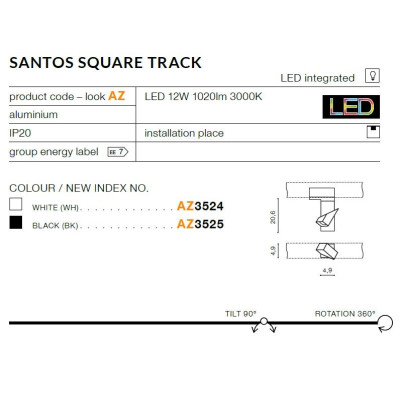 Oprawa szynowa Santos Square Track AZ3525 - AZzardo