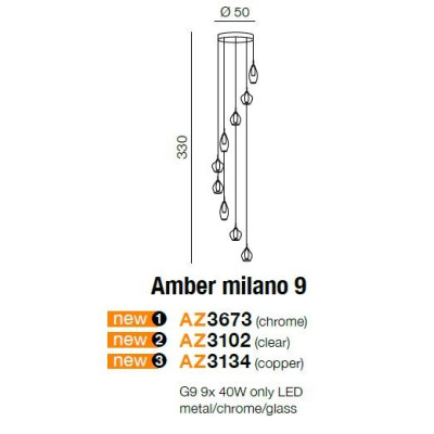 Lampa wisząca Amber Milano 9 AZ3673- AZzardo
