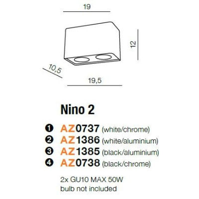 Oprawa sufitowa NINO 2 AZ0737 - Azzardo
