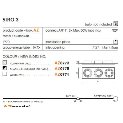 Oprawa do wbudowania SIRO 3 srebrna AZ0773 - Azzardo