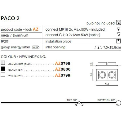 Oprawa do wbudowania PACO 2 AZ0799 - Azzardo