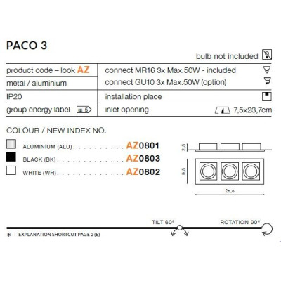 Oprawa do wbudowania PACO 3 srebrna AZ0801 - Azzardo