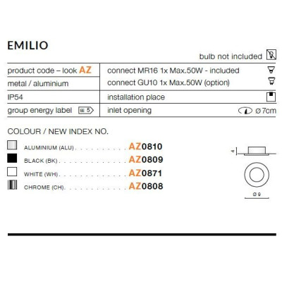 Oprawa do wbudowania EMILIO AZ0808 - Azzardo