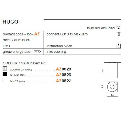 Oprawa sufitowa HUGO 1 AZ0827 - Azzardo