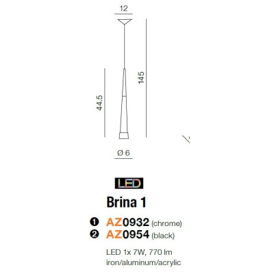 Lampa wisząca BRINA 1 AZ0932 - Azzardo