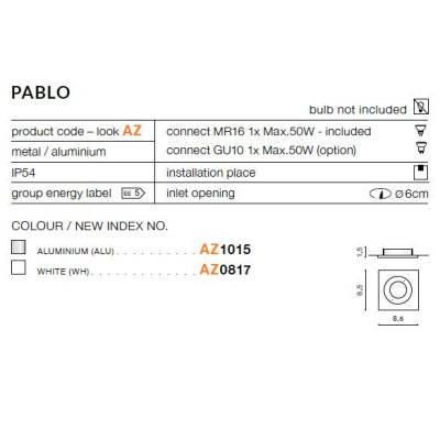 Oprawa do wbudowania PABLO AZ1015 - Azzardo