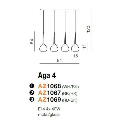 Lampa wisząca AGA 4 AZ1067 - Azzardo
