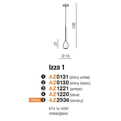 Lampa wisząca IZZA 1 AZ1220 - Azzardo