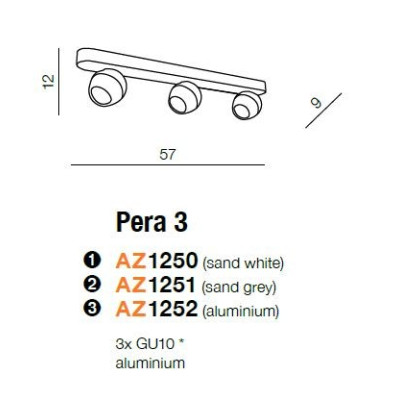Oprawa sufitowa PERA 3 srebrna AZ1252 - Azzardo