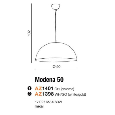 Lampa wisząca nowoczesna MODENA 50  biała AZ1398 - Azzardo