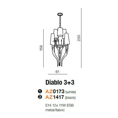 Lampa wisząca DIABLO 3+3 AZ1417 - Azzardo