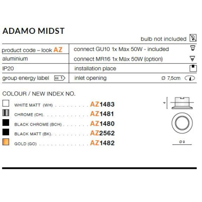 Oprawa do wbudowania ADAMO MIDST AZ1481 - Azzardo
