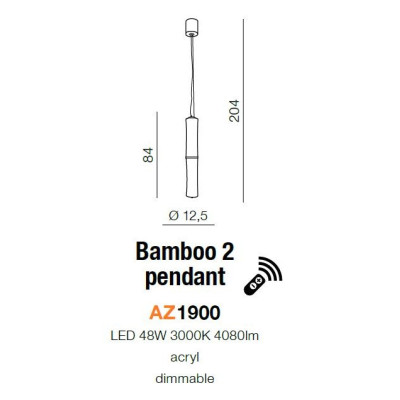 Lampa wisząca nowoczesna BAMBOO 2  biała AZ1900 - Azzardo