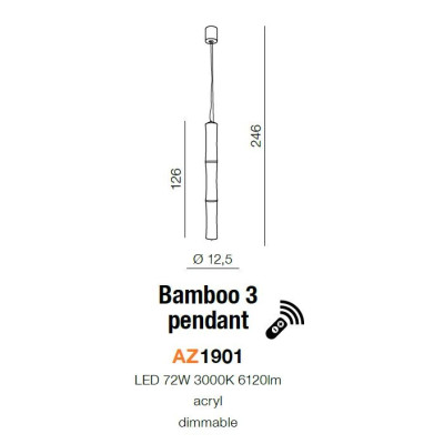 Lampa wisząca nowoczesna BAMBOO 3  biała AZ1901 - Azzardo