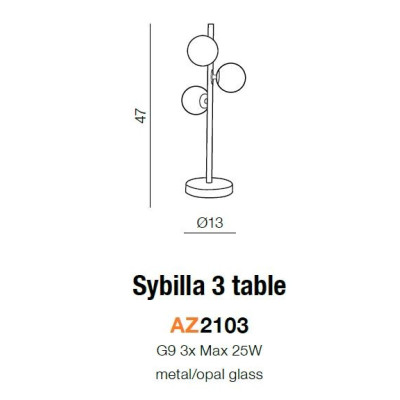 Lampa stołowa SYBILLA 3 AZ2103 - Azzardo