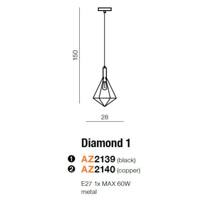 Lampa wisząca DIAMOND 1 AZ2140 - Azzardo