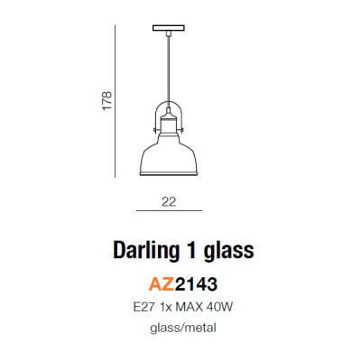 Lampa loft wisząca DARLING GLASS 1  biała AZ2143 - Azzardo