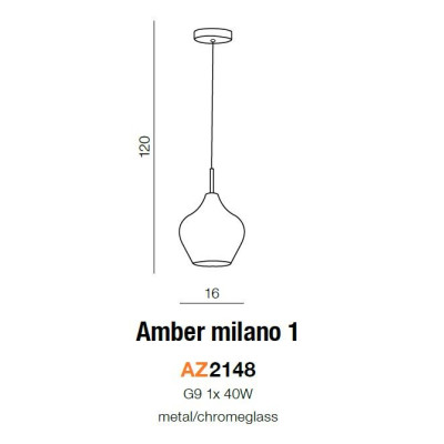 Lampa wisząca AMBER MILANO 1 AZ2148 - Azzardo