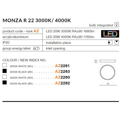 Plafon MONZA R 22 AZ2262 - Azzardo