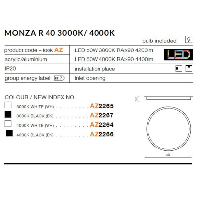 Plafon MONZA R 40 AZ2265 - Azzardo
