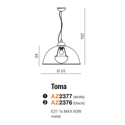 Lampa wisząca TOMA L AZ2376 - Azzardo