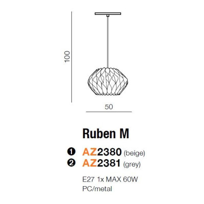 Lampa wisząca RUBEN M AZ2380 - Azzardo