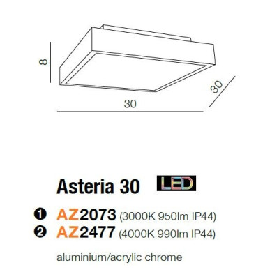 Plafon nowoczesny ASTERIA 30 chrom AZ2477 - Azzardo