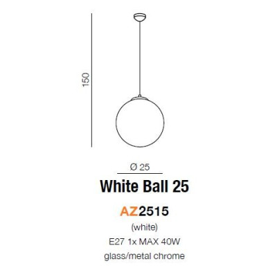 Lampa wisząca WHITE BALL 25 AZ2515 - Azzardo