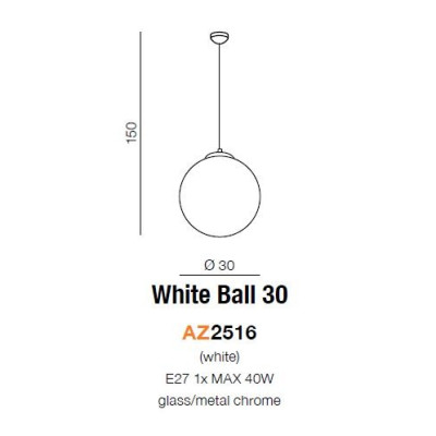 Lampa wisząca WHITE BALL 30 AZ2516 - Azzardo