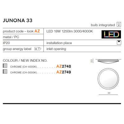 Plafon nowoczesny JUNONA 33 chrom AZ2749 - Azzardo