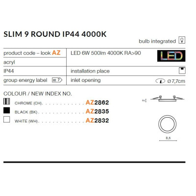 Oprawa do wbudowania SLIM 9 AZ2835 - Azzardo